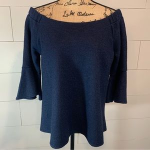 Banana Republic Wool Blend Off Shoulder Bell Sleeve Wool Top - Large